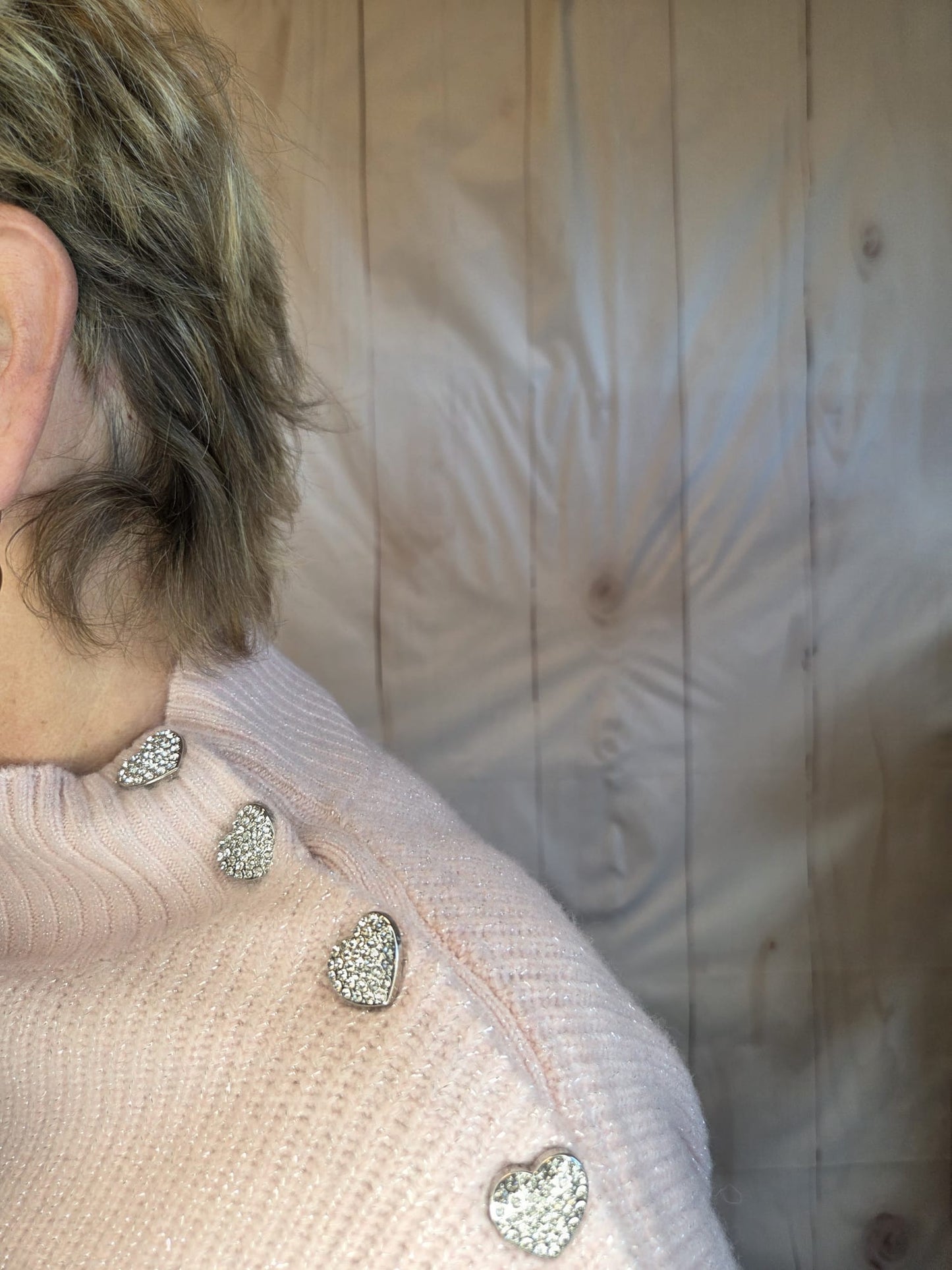 Morgan rosé trui met hartjes knopen