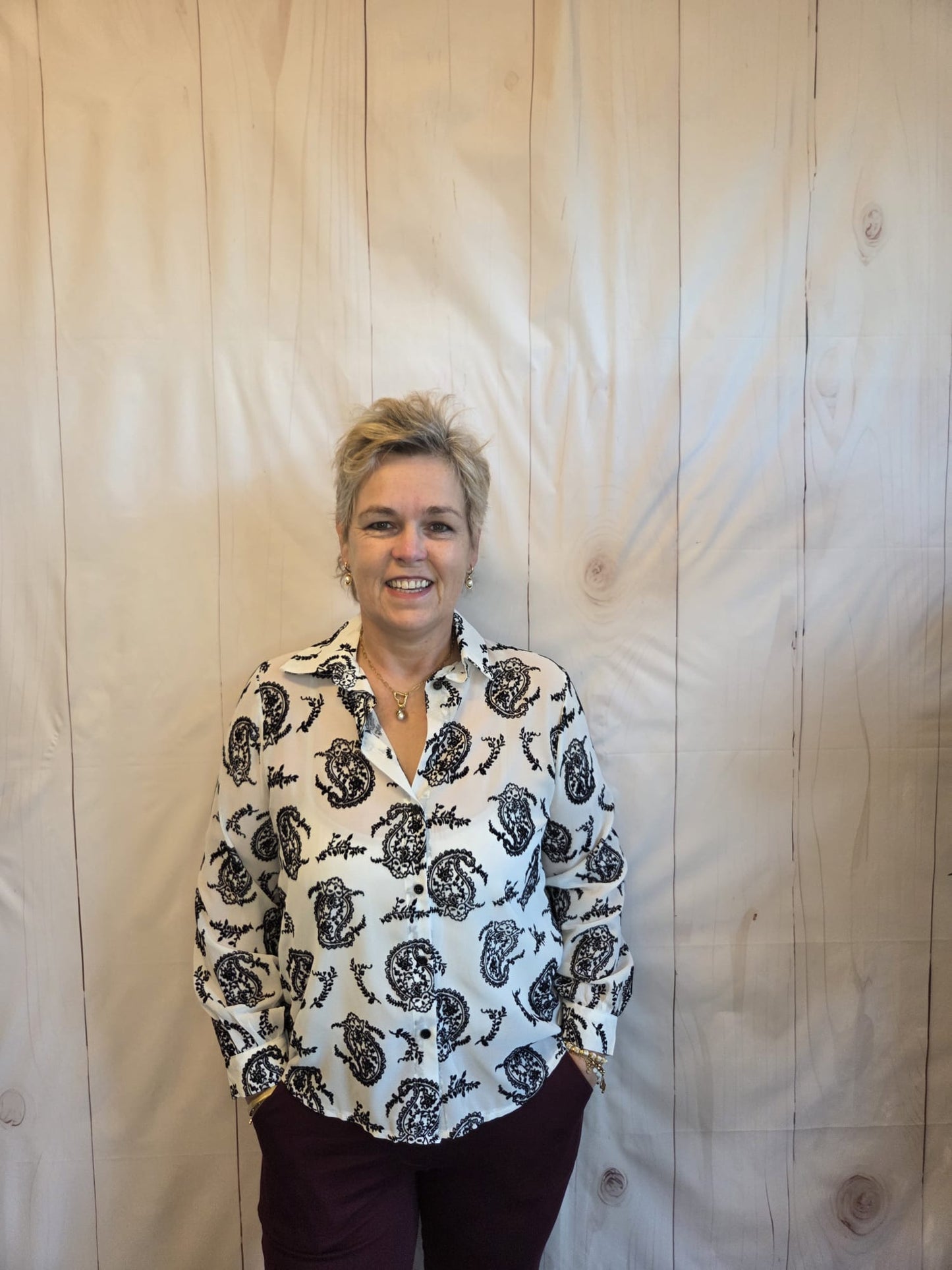 Witte blous met op druk Velvet