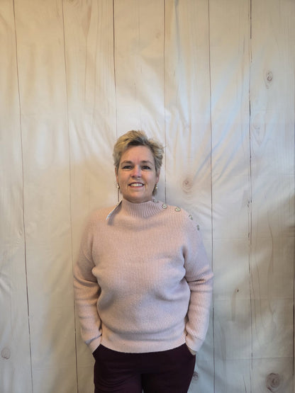 Morgan rosé trui met hartjes  knopen