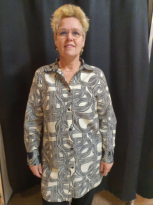 Gewerkte lange blouse Sally Exxcelent