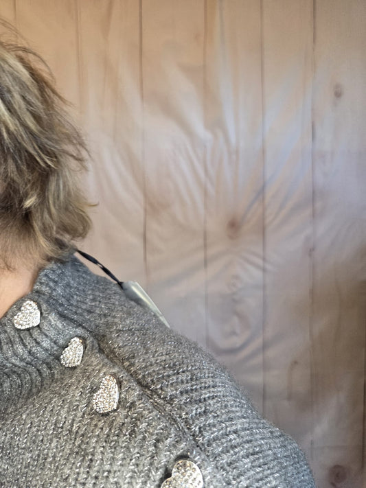 Morgan grijze trui met hartjes