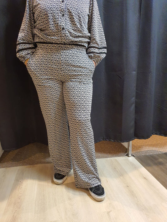 Broek Catherina zwart/offwhite Exxcelent