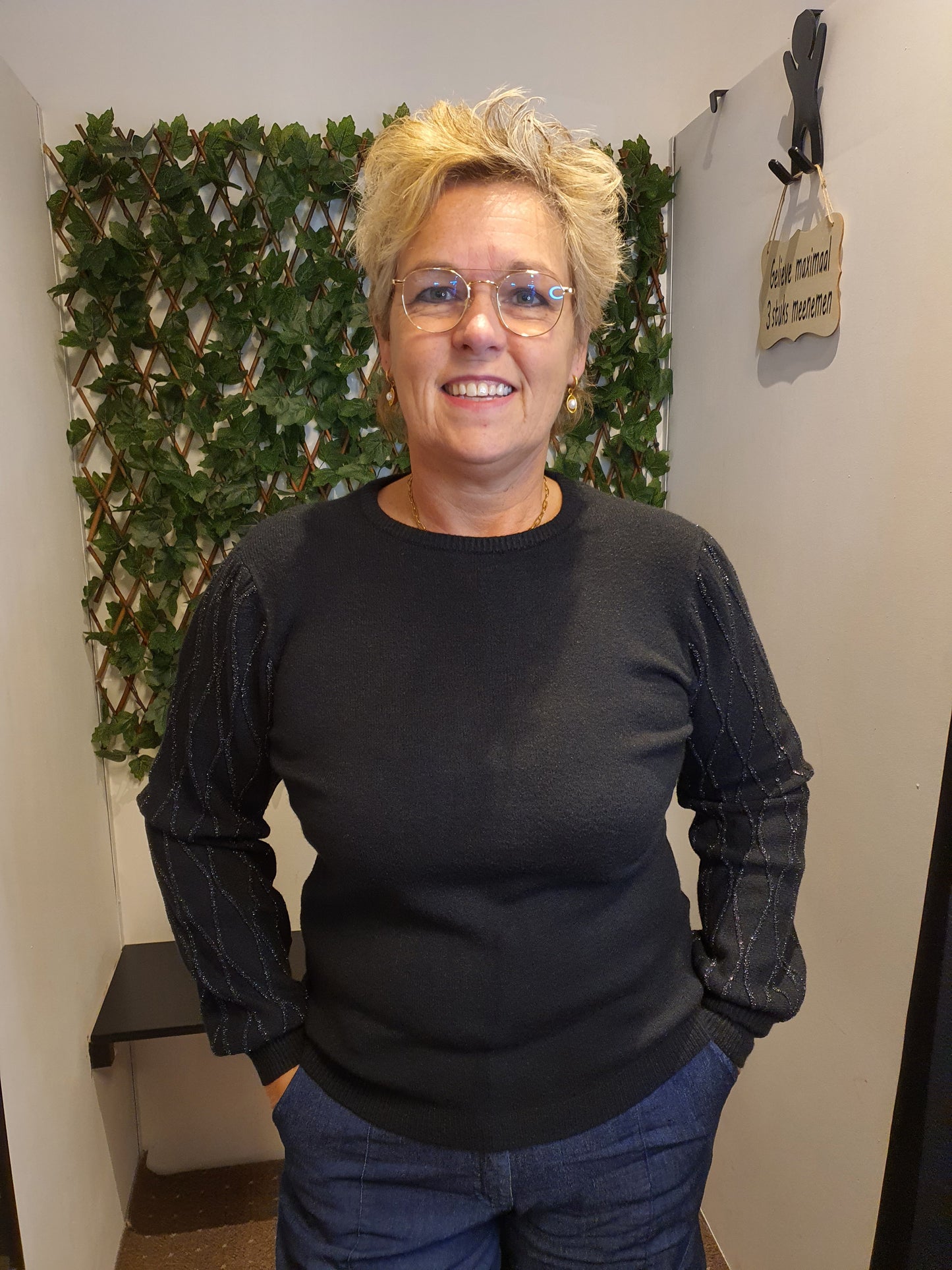 Trui met mouw met lurexdraadje