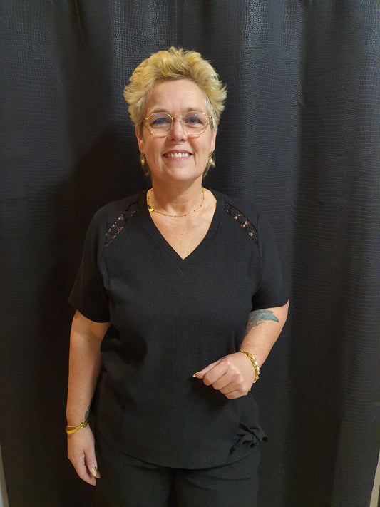 Zwart t-shirt met korte mouw Jaya Exxcelent