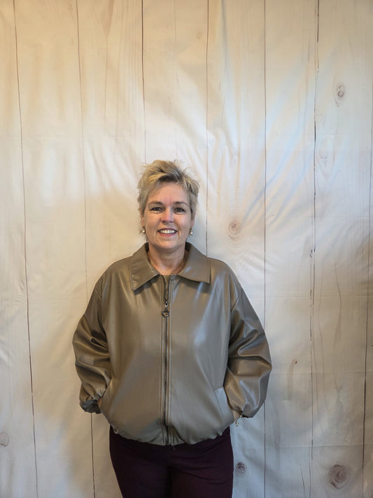 Lederlook jack taupe